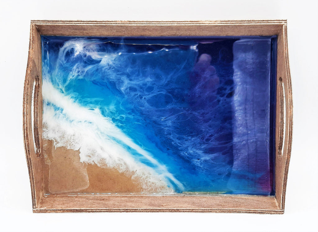 EcoFriendly Epoxy Resin Seascape Coastal Wave Beach Scene Small Jewel
